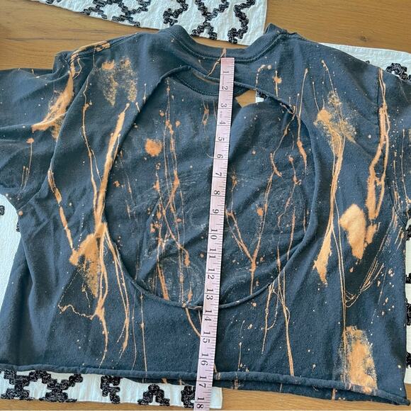 Upcycled redesigned by hand Sons of Anarchy crop open back graphic tee shirt M - Picture 3 of 6